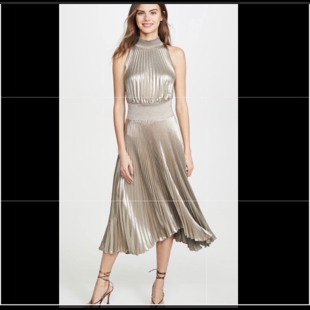 Gorgeous champagne metallic color pleated dress